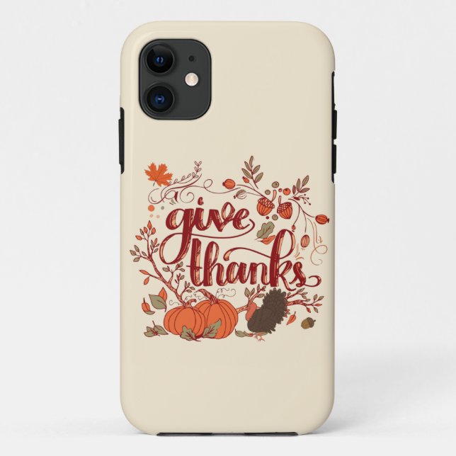 Give Thanks Autumn Harvest, Turkey Thanksgiving  Case-Mate iPhone Case (Back)