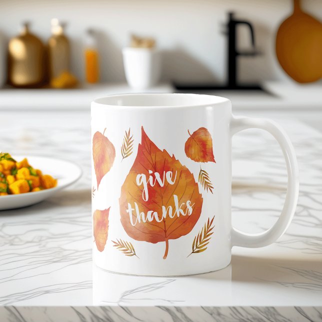 Give Thanks | Autumn Leaves Thanksgiving Coffee Mug (Creator Uploaded)