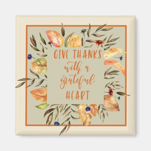 Give Thanks - Autumn Wreath Magnet (Front)