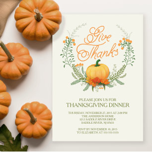 Give Thanks Autumn Wreath Thanksgiving Invitation