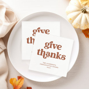 Give Thanks   Boho Retro Thanksgiving Napkin