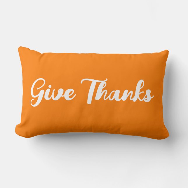 Give Thanks Butterscotch Reversible Autumn Lumbar Cushion (Front)