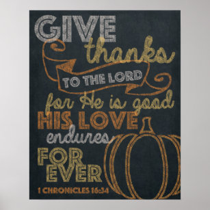 Give Thanks Chalkboard Art 16x20 Poster