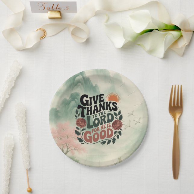 Give Thanks - Christian Paper Plate (Wedding)