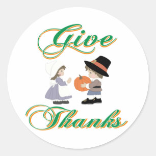 Give Thanks Classic Round Sticker