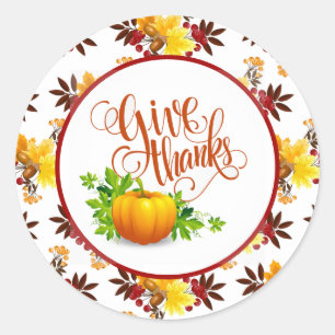 Give Thanks classic round sticker