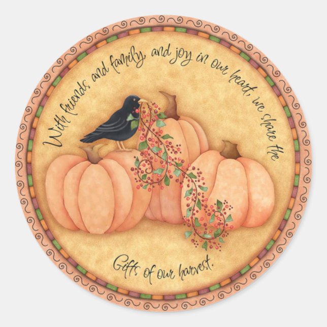 Give Thanks Classic Round Sticker (Front)