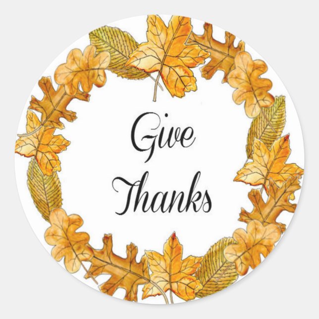 Give Thanks Classic Round Sticker (Front)
