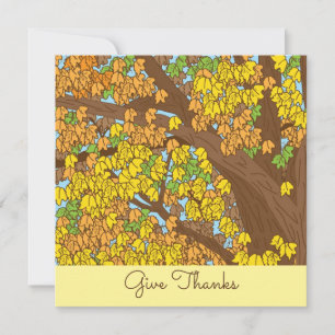 Give Thanks Colourful Autumn Tree Custom Invitation