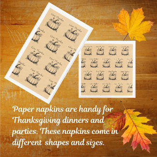 Give Thanks Country Pumpkins on Faux Burlap Napkin