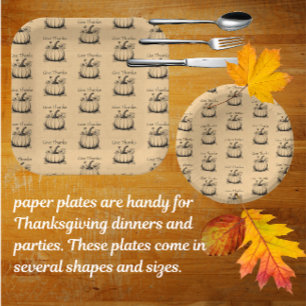 Give Thanks Country Pumpkins on Faux Burlap Paper Plate