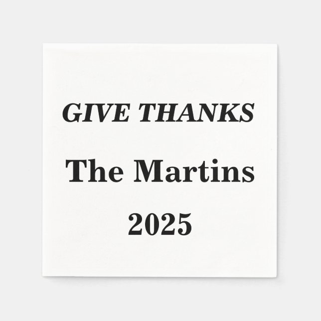 Give Thanks Custom Napkins – Thanksgiving 2025 (Front)