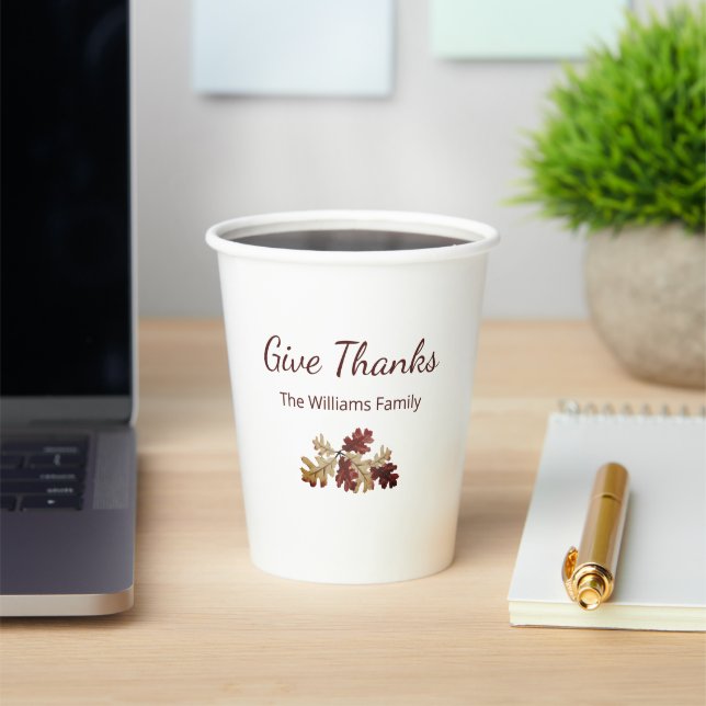 Give Thanks Fall Foliage Thanksgiving Open House Paper Cups (Insitu)