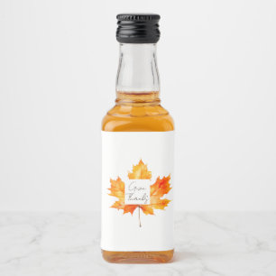 Give Thanks Fall Leaves Thanksgiving Liquor Bottle Label