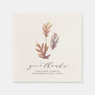 Give thanks fall leaves Thanksgiving Napkin