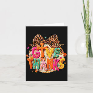 Give Thanks, Fall Leopard Coquette Bow, Preppy Tha Card