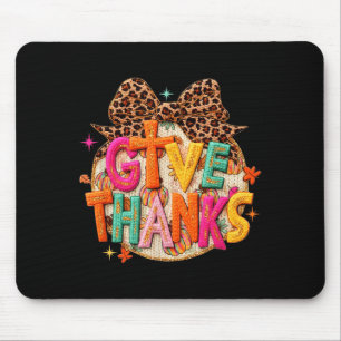 Give Thanks, Fall Leopard Coquette Bow, Preppy Tha Mouse Pad
