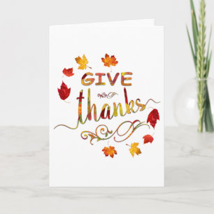 Give Thanks Fall Rustic Thanksgiving Monogram Thank You Card