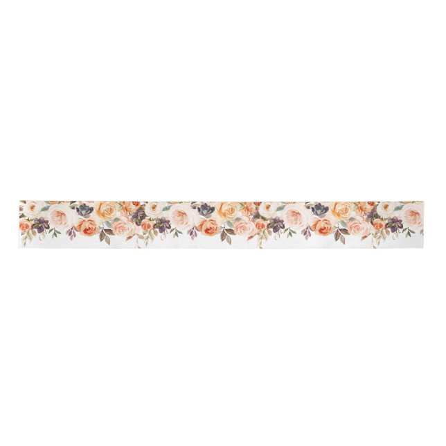 Give Thanks Floral Pumpkin 3" Ribbon Satin Ribbon (Front)