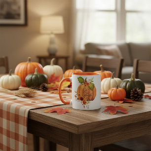 Give Thanks floral pumpkin Mug