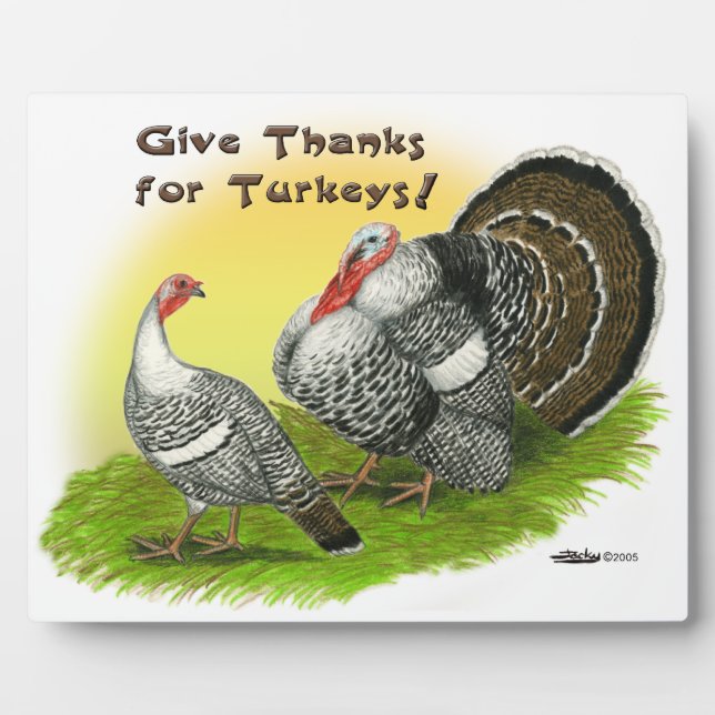 Give Thanks For Turkeys! Plaque (Front)