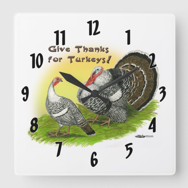 Give Thanks For Turkeys! Square Wall Clock (Front)