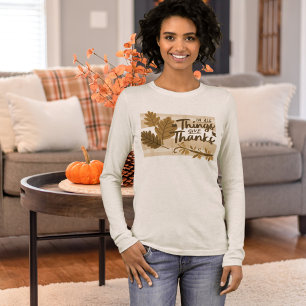 Give Thanks Gingham Leaf Thanksgiving Tri-Blend Shirt