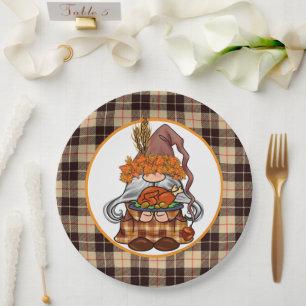 Give Thanks Gnome Paper Plate