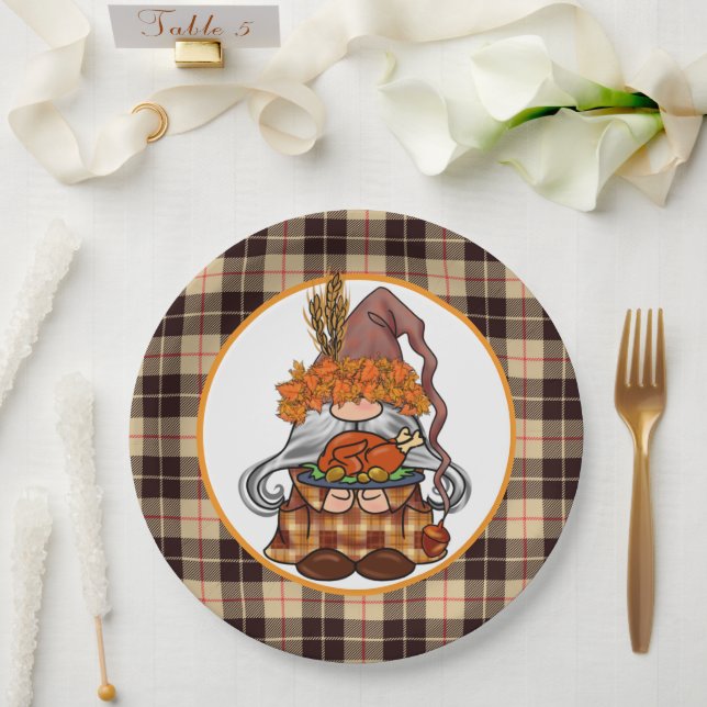 Give Thanks Gnome Paper Plate (Wedding)