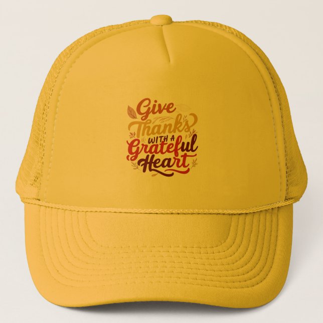 Give Thanks Gratitude Trucker Hat (Front)