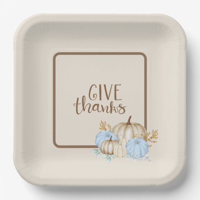 Give thanks happy thanks giving Paper Plate (Front)