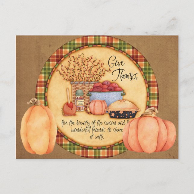 Give Thanks Holiday Postcard (Front)