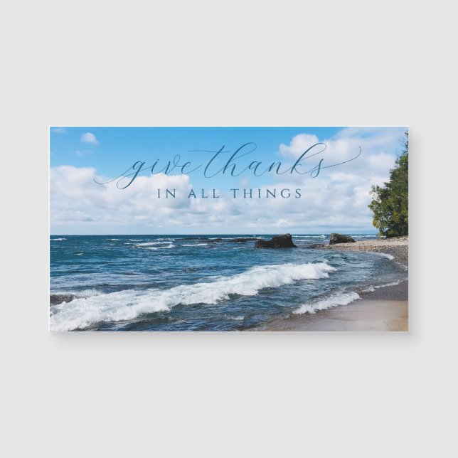 Give Thanks Inspirational Beach Photography Magnet (Front)