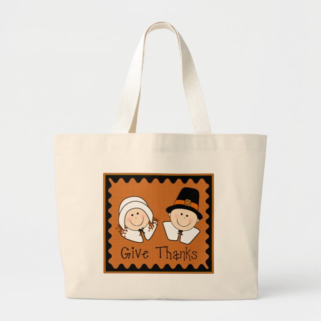 Give Thanks Large Tote Bag (Front)