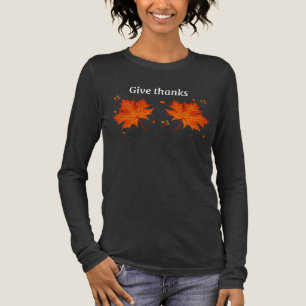Give Thanks Long Sleeve Fall Shirt – Autumn Leaves