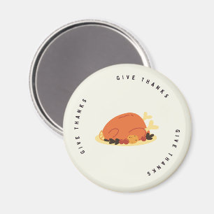 Give thanks message turkey meal magnet