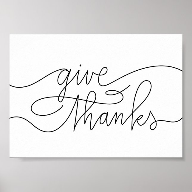 Give Thanks - Minimalist Christian Lettering Quote Poster (Front)