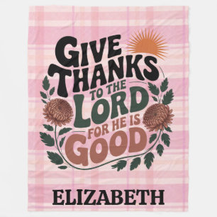 Give Thanks - Personalised Christian Fleece Blanket