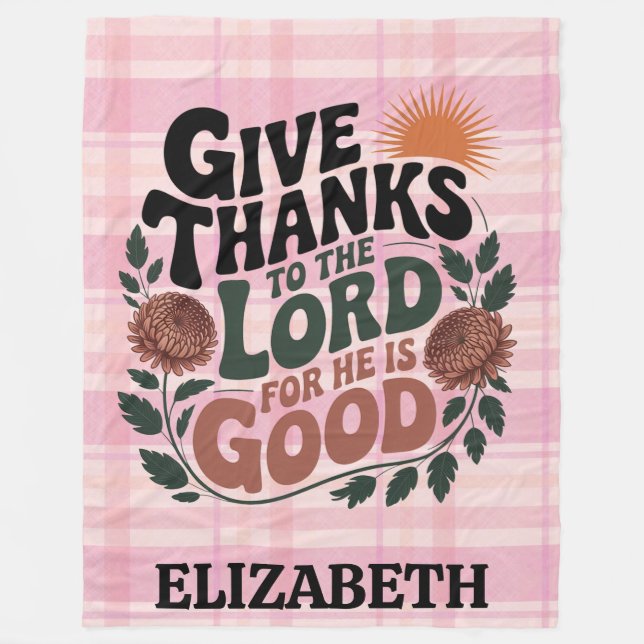 Give Thanks - Personalised Christian Fleece Blanket (Front)