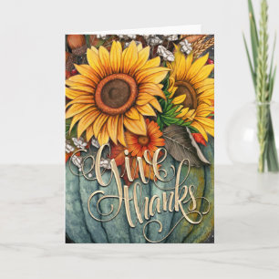 Give Thanks Pumpkin and Sunflowers Card
