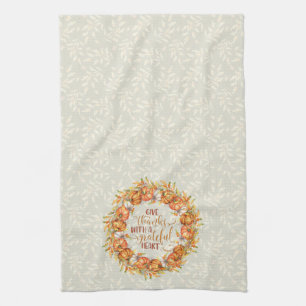Give Thanks Pumpkin Frame Tea Towel