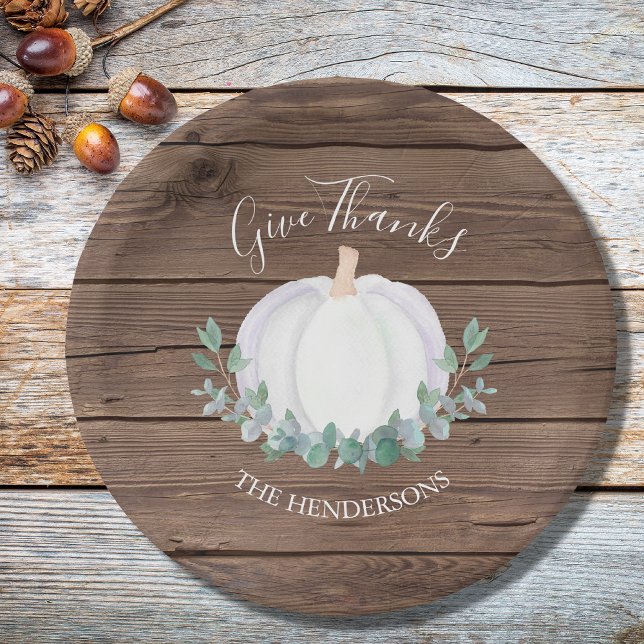 Give Thanks Pumpkin Thanksgiving Paper Plate (Creator Uploaded)