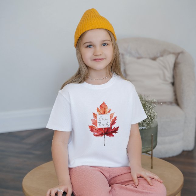 Give Thanks Red Fall Leaf Thanksgiving T-Shirt (Creator Uploaded)