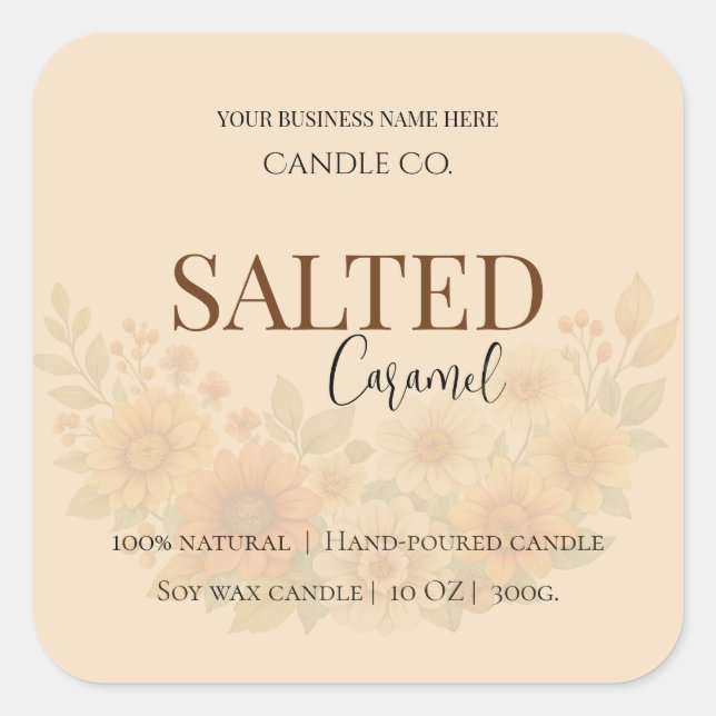 Give Thanks Salted Caramel Candle Label (Front)