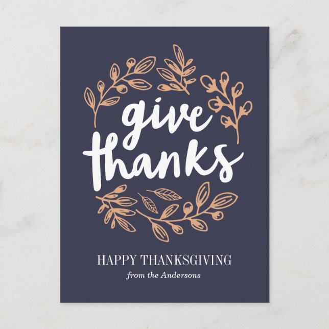 Give Thanks Script Postcard (Front)