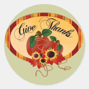 Give Thanks Thanksgiving Day Classic Round Sticker