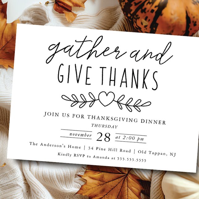 Give Thanks Thanksgiving Dinner Invitation (Creator Uploaded)