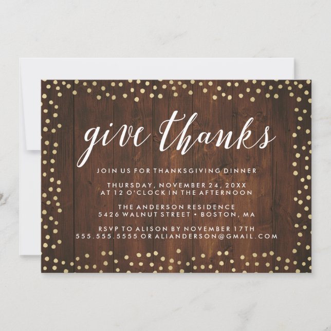 Give Thanks | Thanksgiving Dinner Invite (Front)