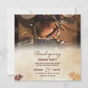 Give Thanks, Thanksgiving dinner party Printable Invitation