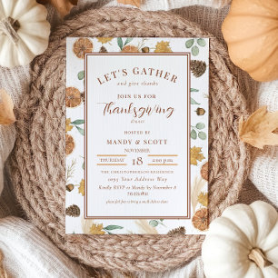 Give Thanks Thanksgiving Dinner Rustic Terracotta Invitation